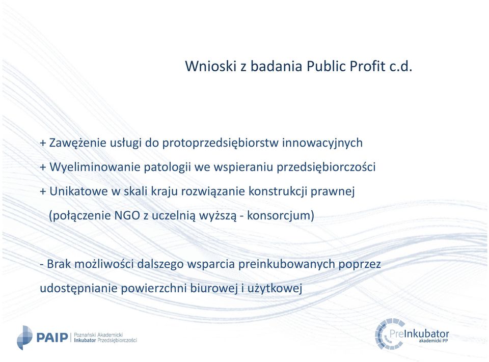 + Zawężenie usługi do protoprzedsiębiorstw innowacyjnych + Wyeliminowanie patologii we