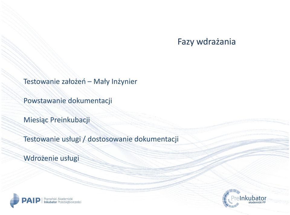 Miesiąc Preinkubacji Testowanie usługi