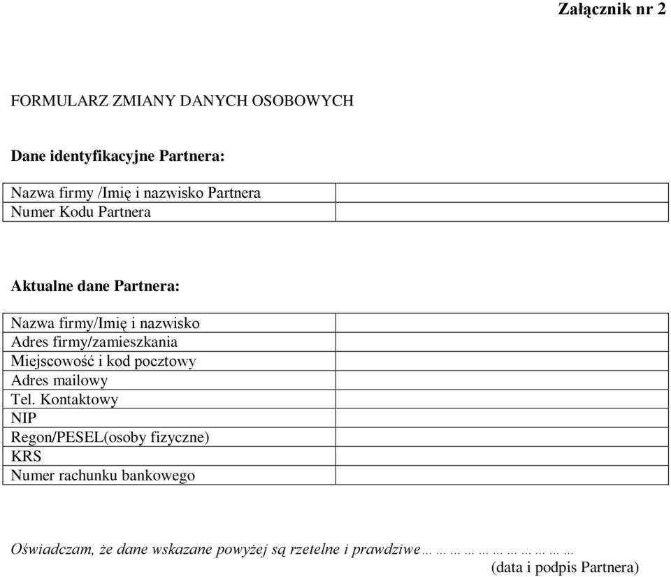 firmy/zamieszkania Miejscowość i kod pocztowy Adres mailowy Tel.