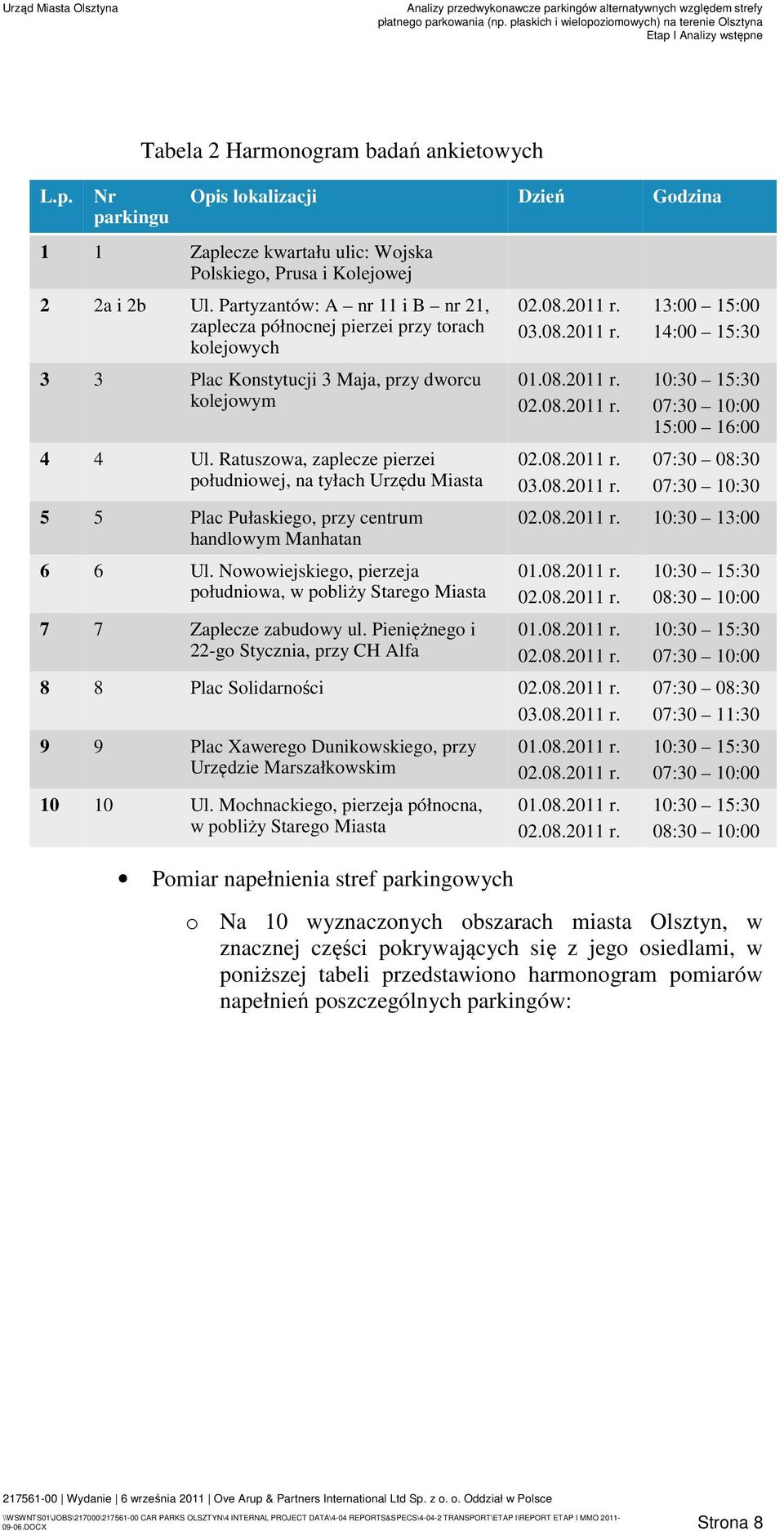 Ratuszowa, zaplecze pierzei południowej, na tyłach Urzędu Miasta 5 5 Plac Pułaskiego, przy centrum handlowym Manhatan 6 6 Ul.