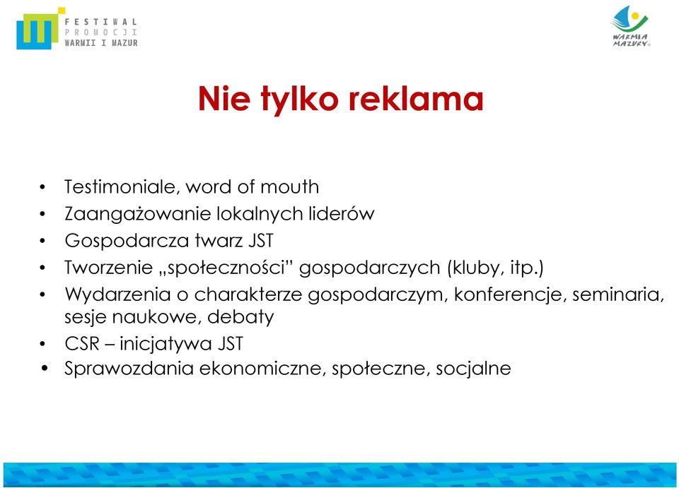 itp.) Wydarzenia o charakterze gospodarczym, konferencje, seminaria, sesje