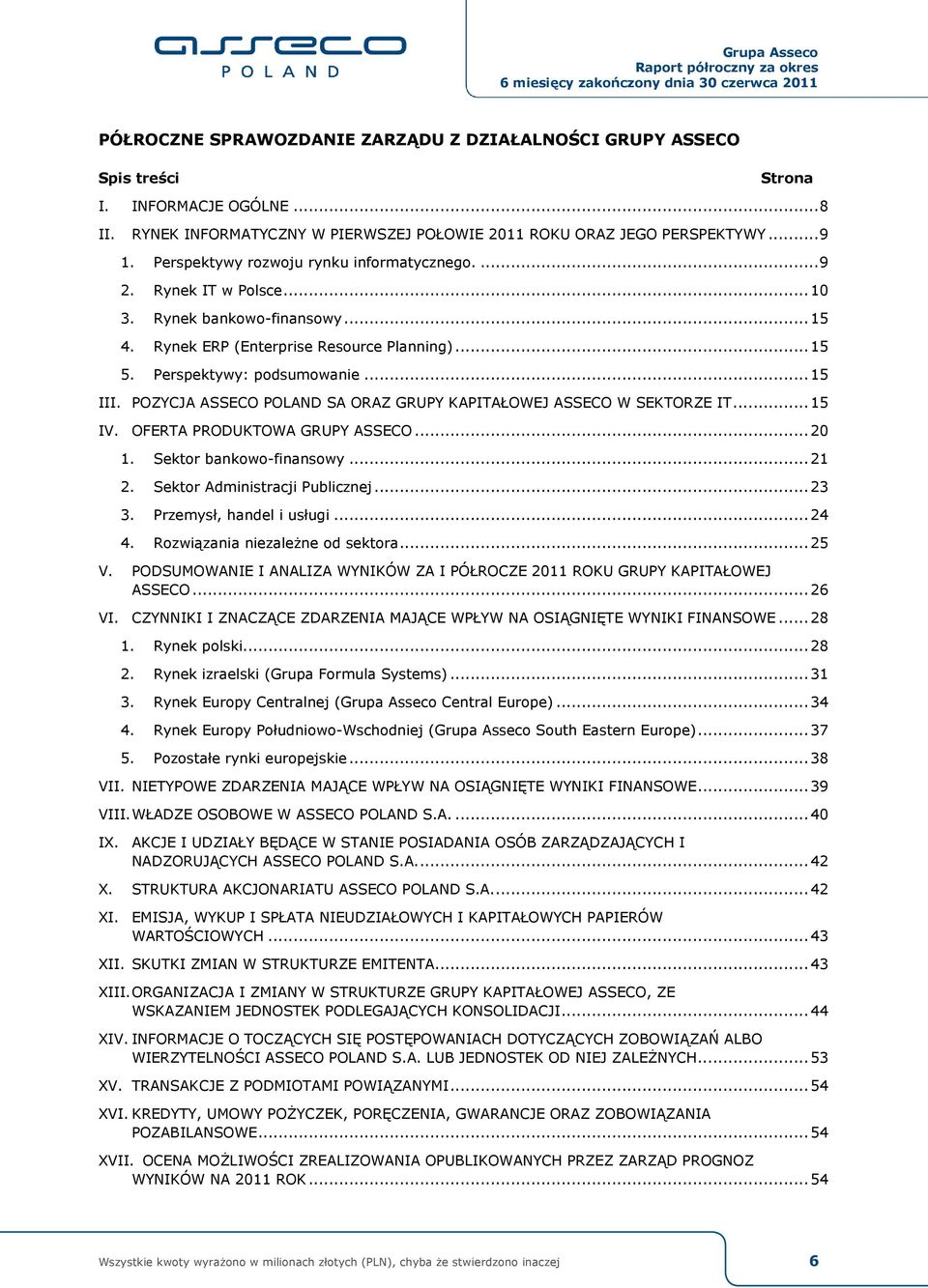 POZYCJA ASSECO POLAND SA ORAZ GRUPY KAPITAŁOWEJ ASSECO W SEKTORZE IT... 15 IV. OFERTA PRODUKTOWA GRUPY ASSECO... 20 1. Sektor bankowo-finansowy... 21 2. Sektor Administracji Publicznej... 23 3.