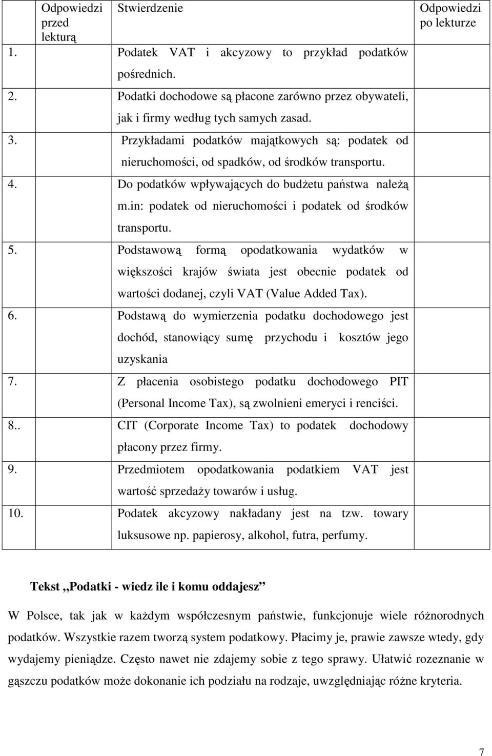 in: podatek od nieruchomości i podatek od środków transportu. 5.