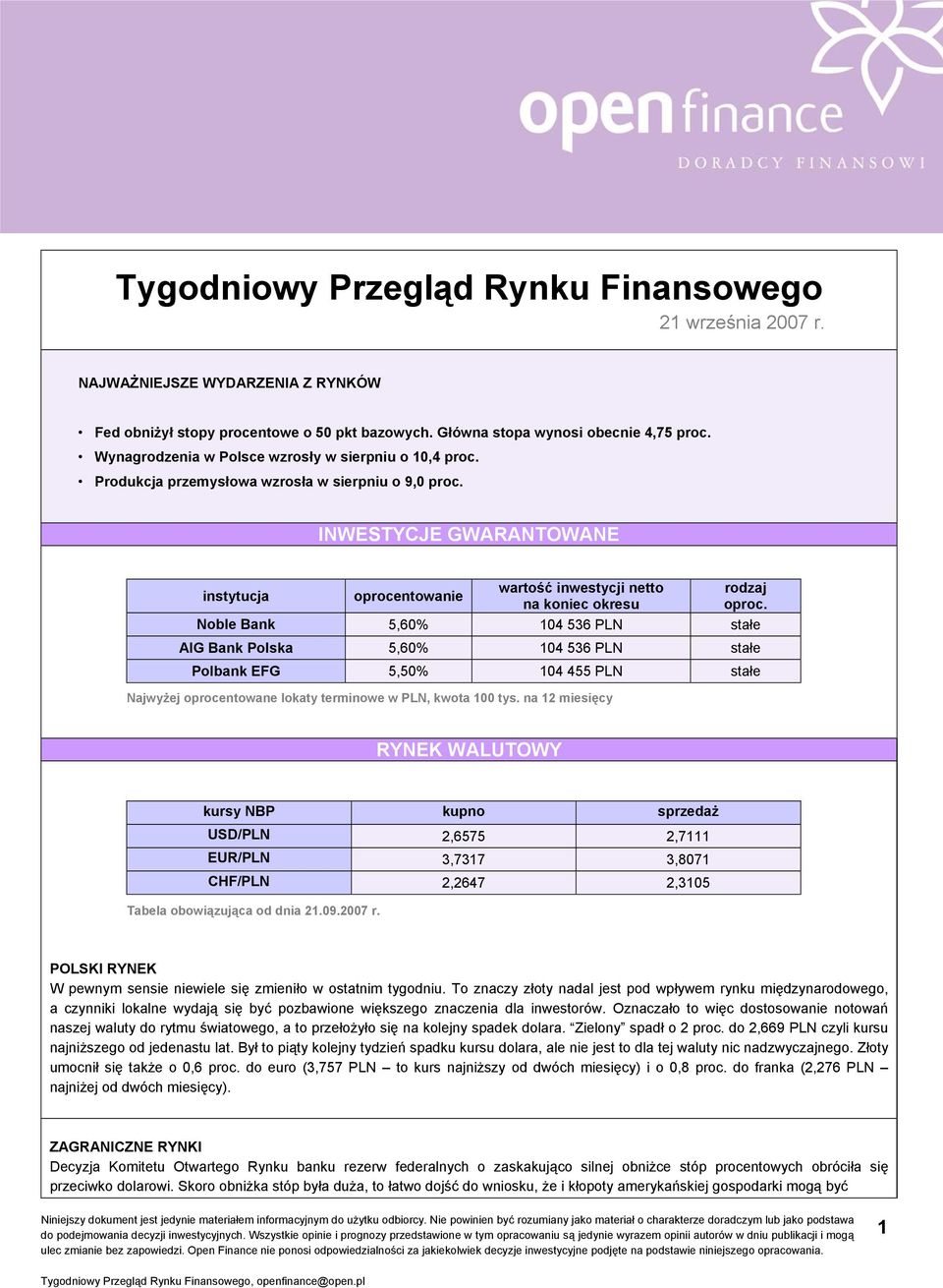 INWESTYCJE GWARANTOWANE instytucja oprocentowanie wartość inwestycji netto na koniec okresu rodzaj oproc.