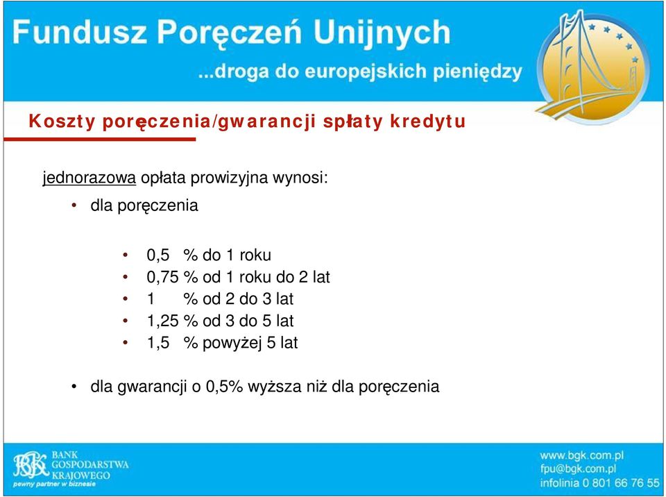 od 1 roku do 2 lat 1 % od 2 do 3 lat 1,25 % od 3 do 5 lat