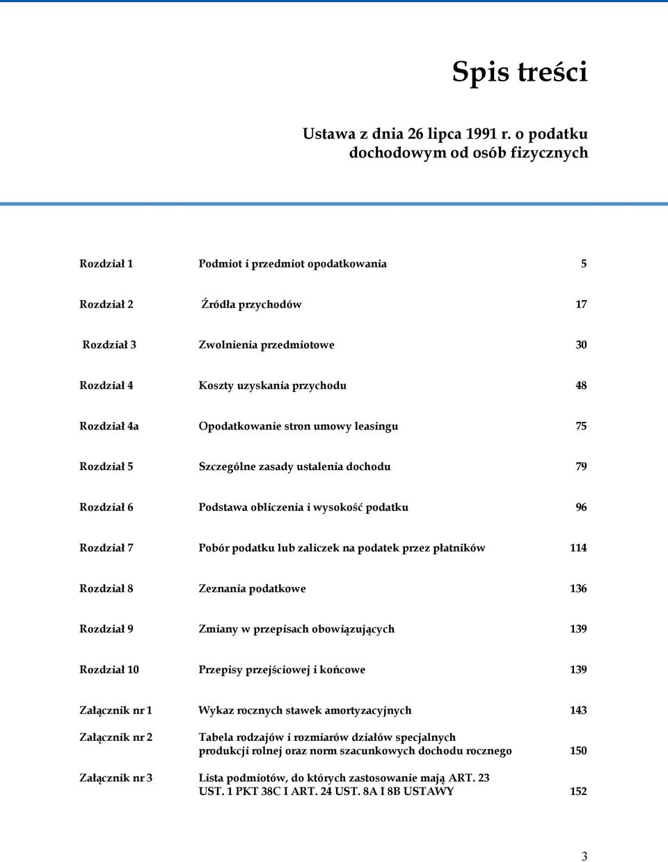 Rozdział 4a Opodatkowanie stron umowy leasingu 75 Rozdział 5 Szczególne zasady ustalenia dochodu 79 Rozdział 6 Podstawa obliczenia i wysokość podatku 96 Rozdział 7 Pobór podatku lub zaliczek na