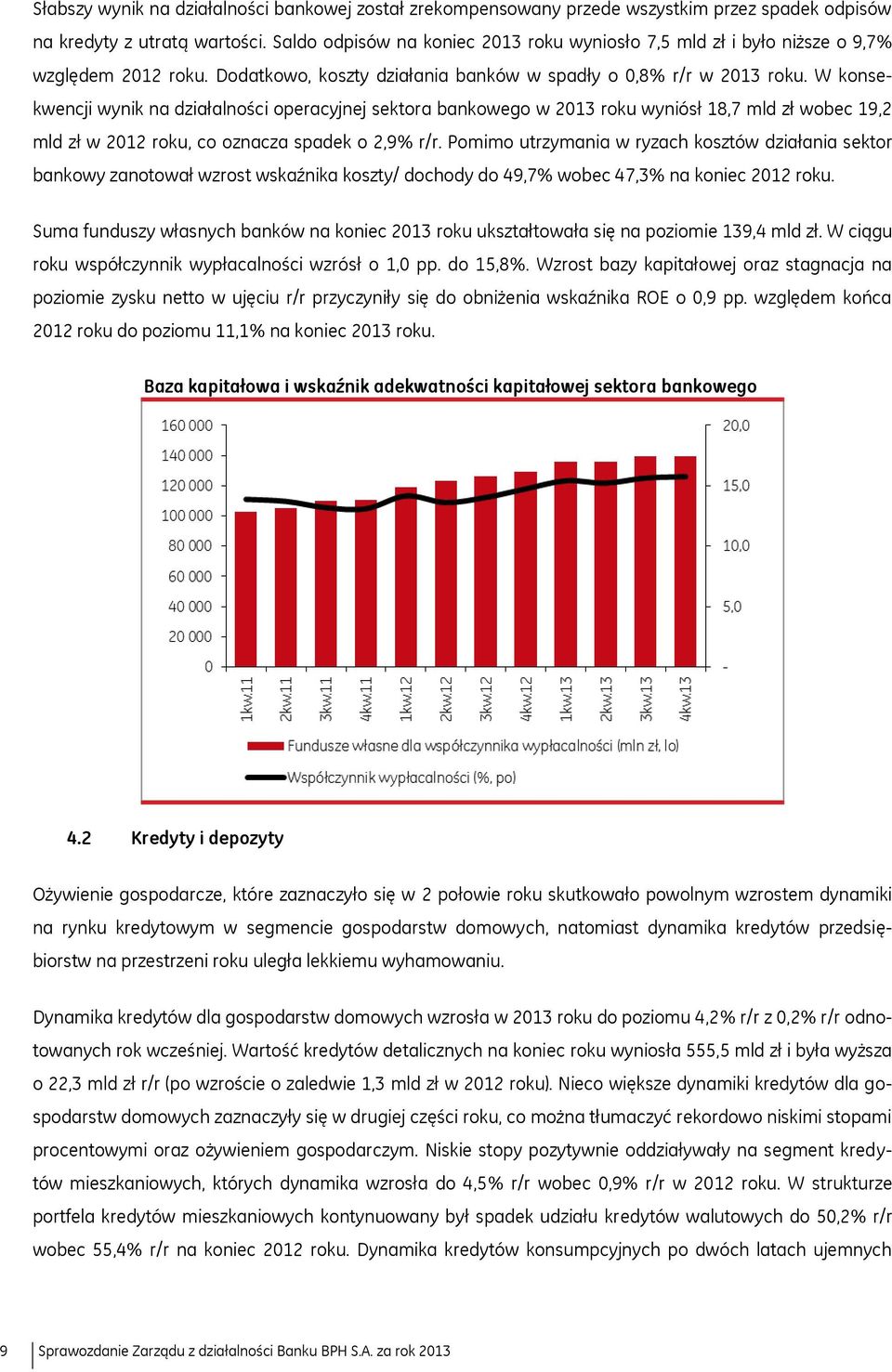 W konsekwencji wynik na działalności operacyjnej sektora bankowego w 2013 roku wyniósł 18,7 mld zł wobec 19,2 mld zł w 2012 roku, co oznacza spadek o 2,9% r/r.