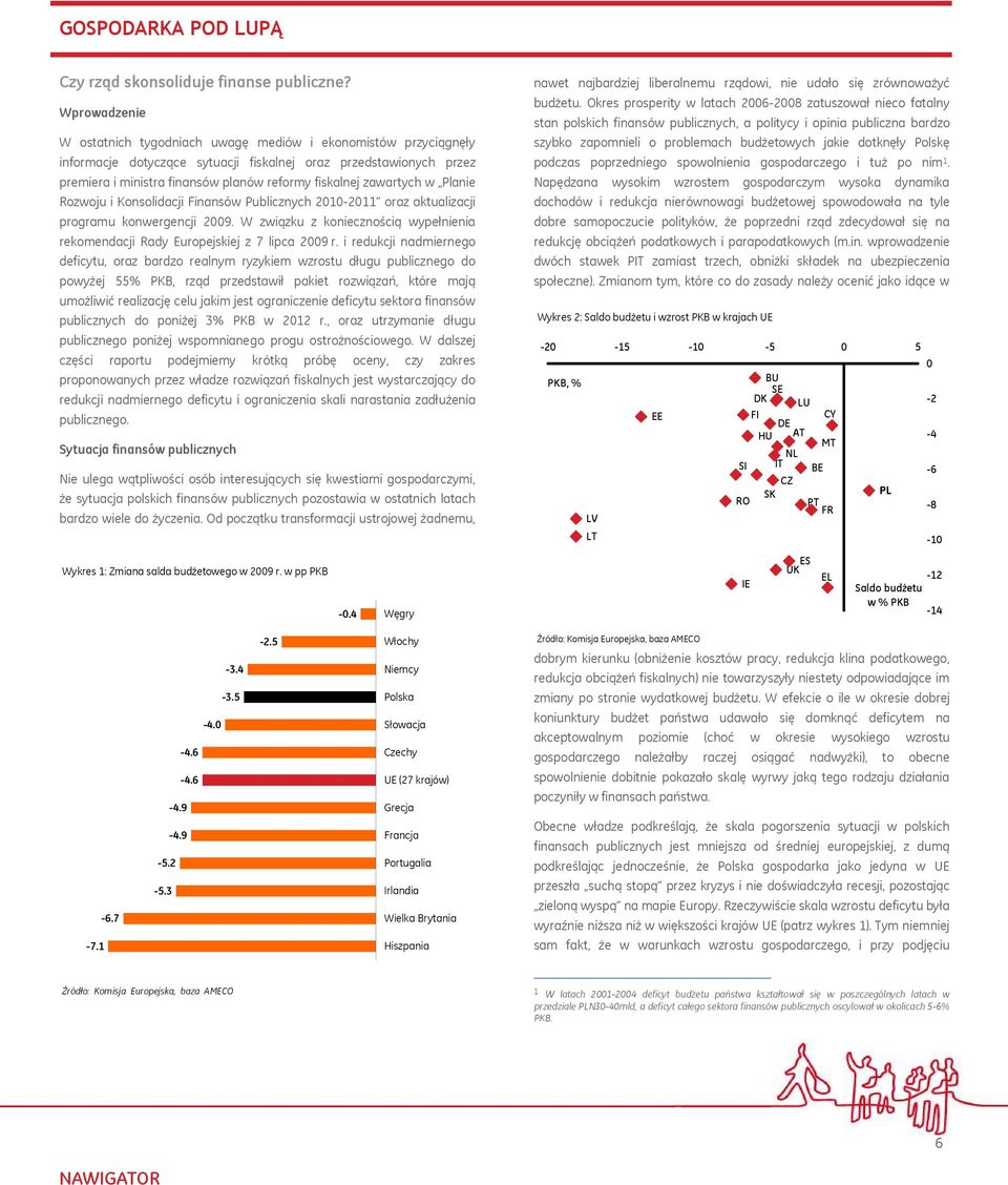 zawartych w Planie Rozwoju i Konsolidacji Finansów Publicznych 2010-2011 oraz aktualizacji programu konwergencji 2009.