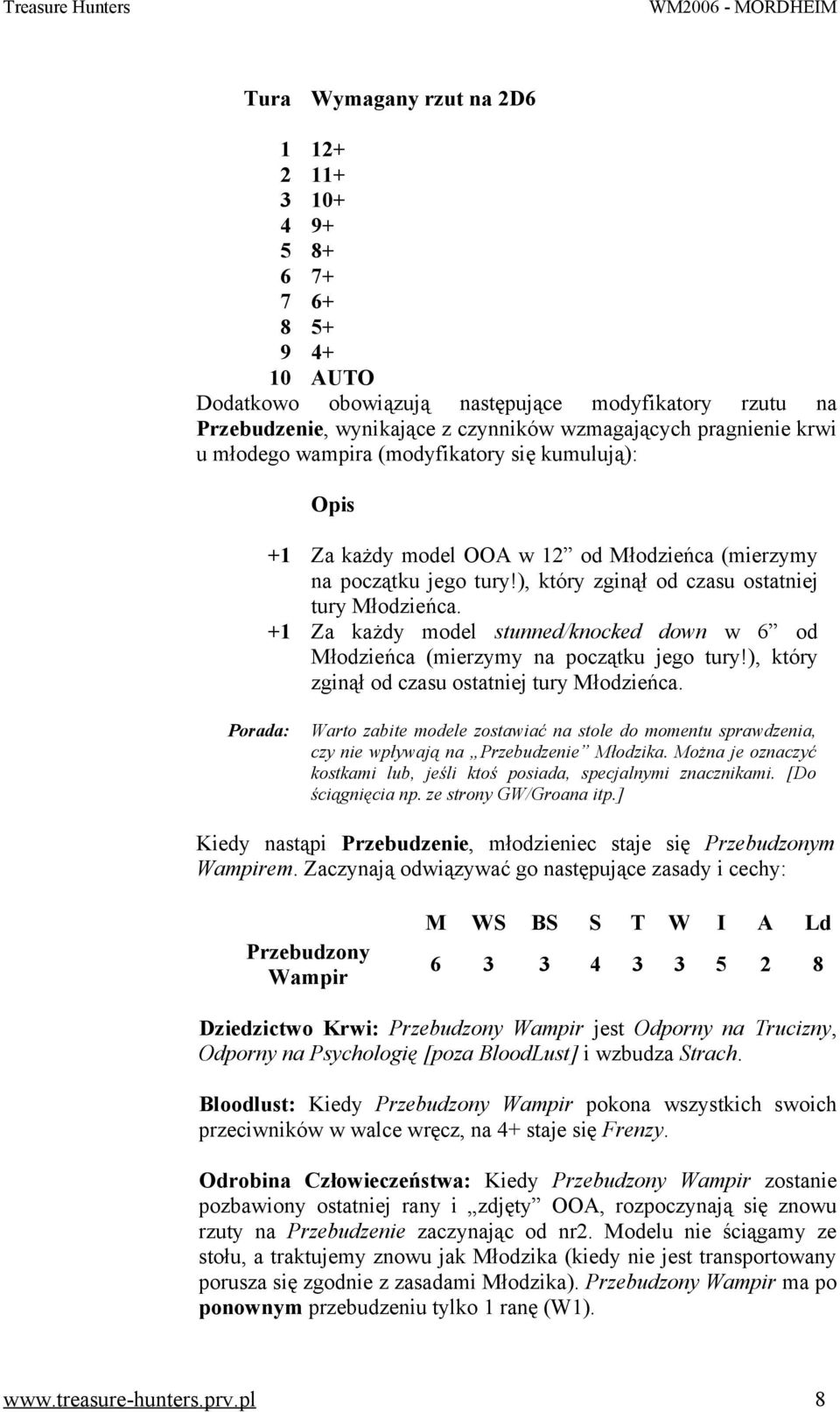 +1 Za każdy model stunned/knocked down w 6 od Młodzieńca (mierzymy na początku jego tury!), który zginął od czasu ostatniej tury Młodzieńca.