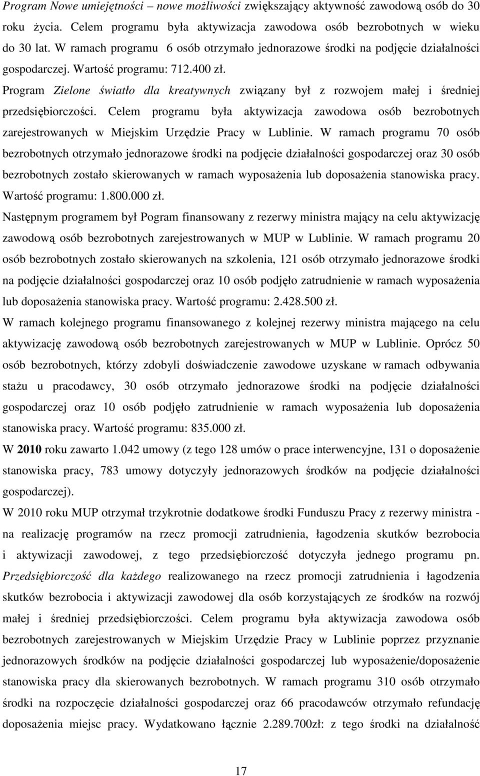 Program Zielone światło dla kreatywnych związany był z rozwojem małej i średniej przedsiębiorczości.