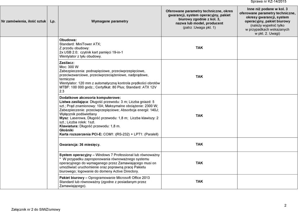 MTBF: 100 000 godz.; Certyfikat: 80 Plus; Standard: ATX 12V 2.3 Dodatkowe akcesoria komputerowe: Listwa zasilająca: Długość przewodu: 3 m; Liczba gniazd: 5 szt.