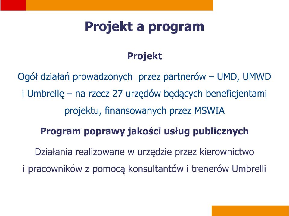 przez MSWIA Program poprawy jakości usług publicznych Działania realizowane w