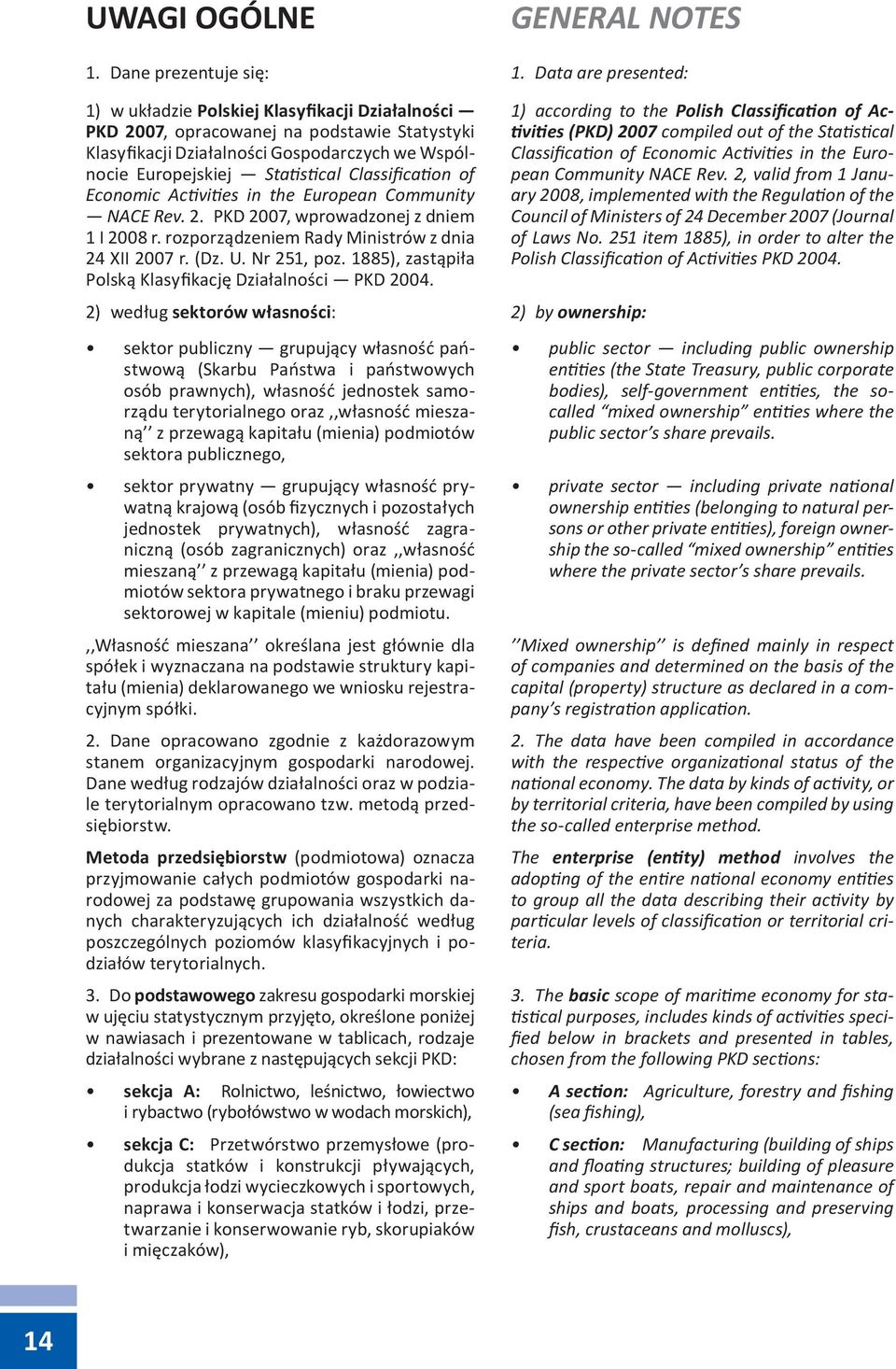 Classification of Economic Activities in the European Community NACE Rev. 2. PKD 2007, wprowadzonej z dniem 1 I 2008 r. rozporządzeniem Rady Ministrów z dnia 24 XII 2007 r. (Dz. U. Nr 251, poz.