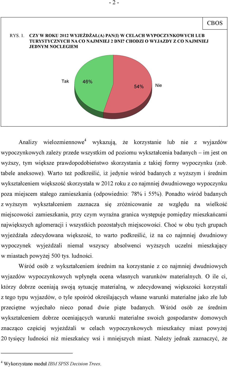 badanych im jest on wyższy, tym większe prawdopodobieństwo skorzystania z takiej formy wypoczynku (zob. tabele aneksowe).