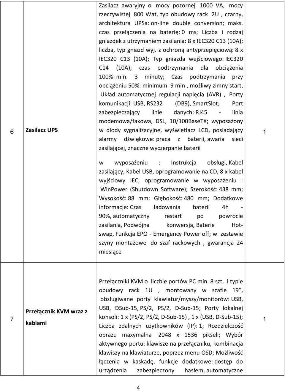 z ochroną antyprzepięciową: 8 x IEC320 C3 (0A); Typ gniazda wejściowego: IEC320 C4 (0A); czas podtrzymania dla obciążenia 00%: min.