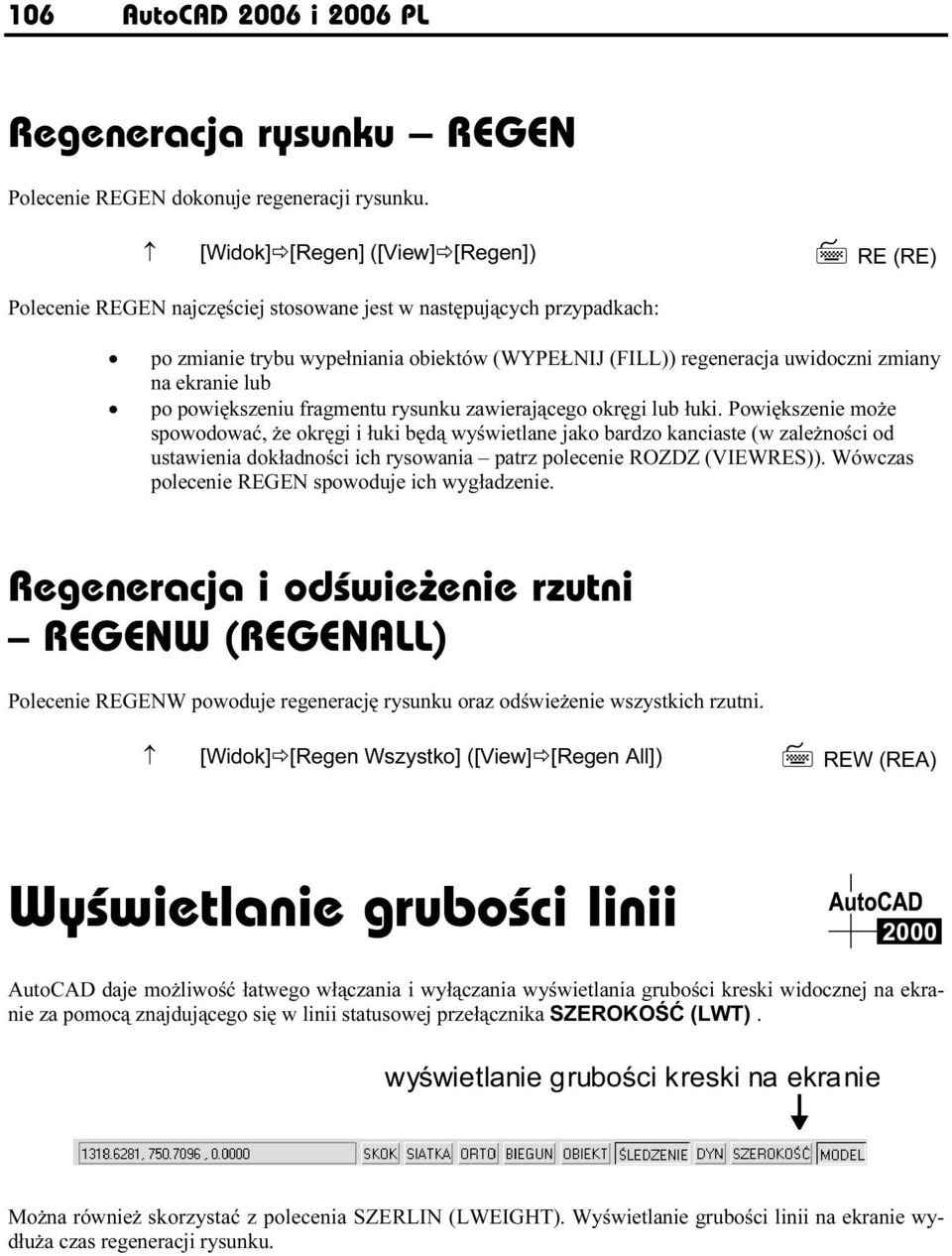 ekranie lub po powiększeniu fragmentu rysunku zawierającego okręgi lub łuki.