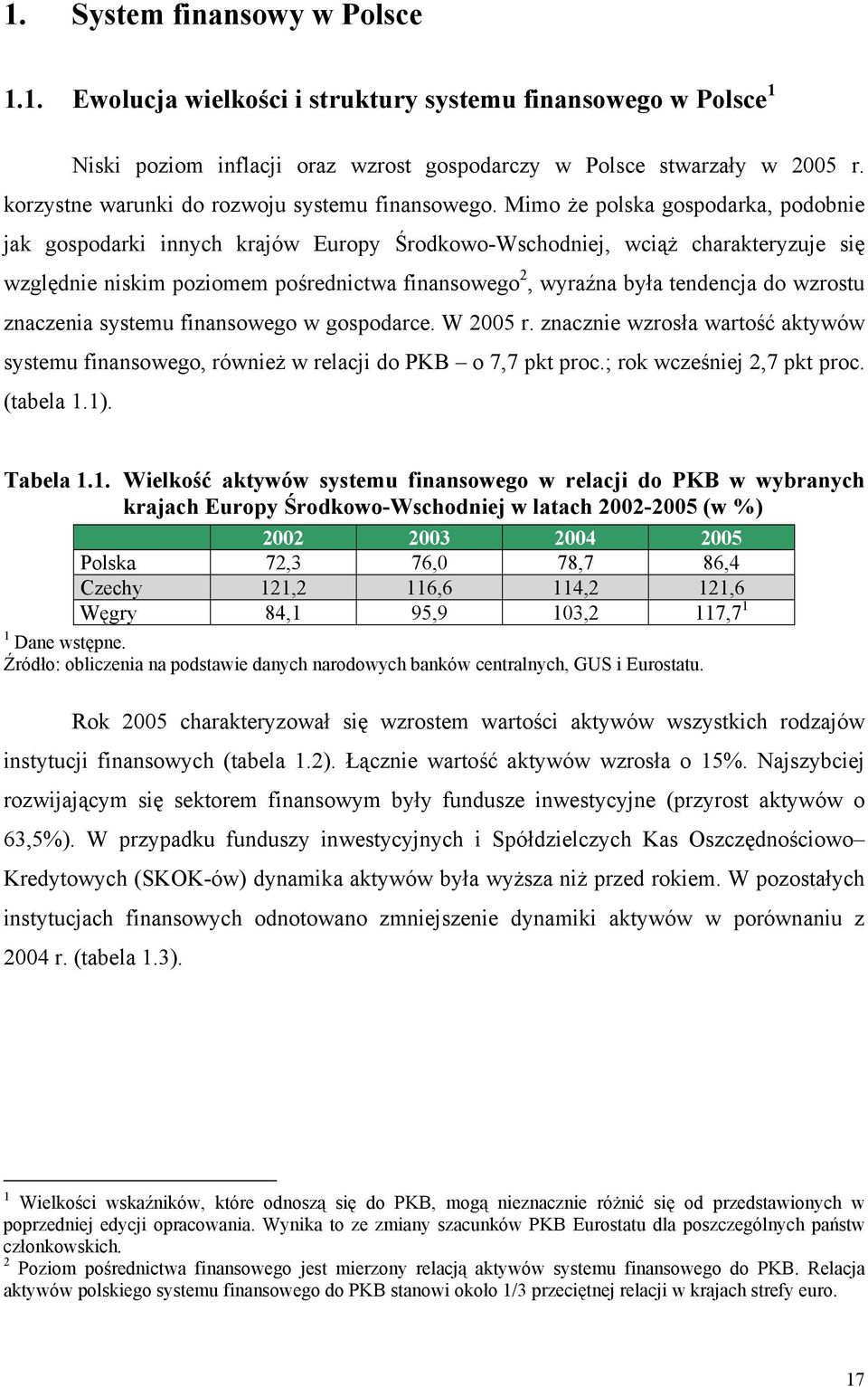 Mimo że polska gospodarka, podobnie jak gospodarki innych krajów Europy Środkowo-Wschodniej, wciąż charakteryzuje się względnie niskim poziomem pośrednictwa finansowego 2, wyraźna była tendencja do