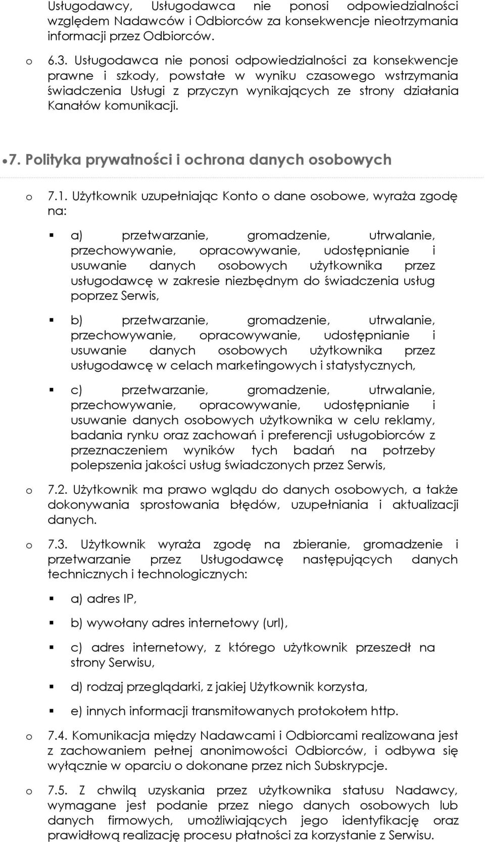 Plityka prywatnści i chrna danych sbwych 7.1.
