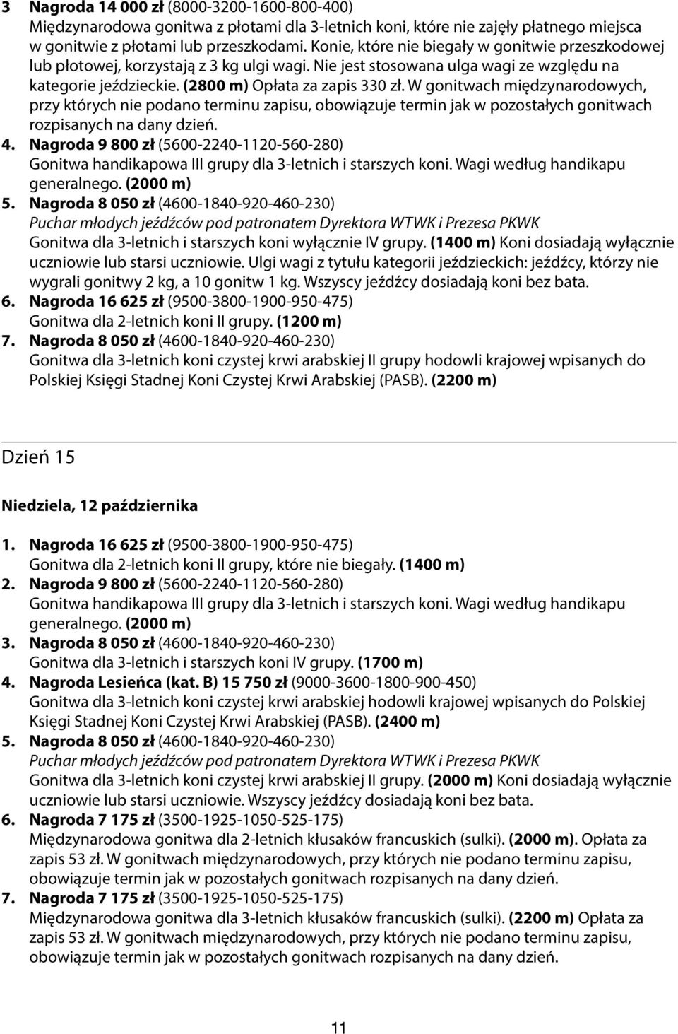 W gonitwach międzynarodowych, przy których nie podano terminu zapisu, obowiązuje termin jak w pozostałych gonitwach rozpisanych na dany dzień. 4.