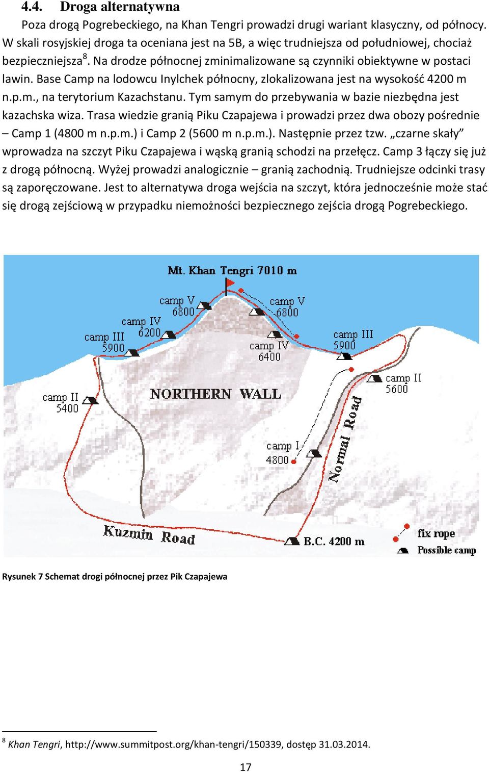 Base Camp na lodowcu Inylchek północny, zlokalizowana jest na wysokość 4200 m n.p.m., na terytorium Kazachstanu. Tym samym do przebywania w bazie niezbędna jest kazachska wiza.