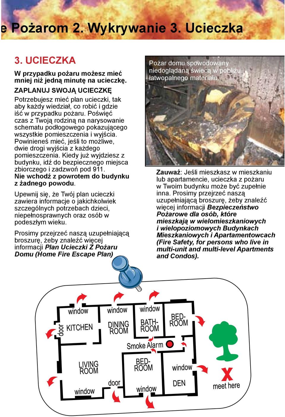 Poświęć czas z Twoją rodziną na narysowanie schematu podłogowego pokazującego wszystkie pomieszczenia i wyjścia. Powinieneś mieć, jeśli to możliwe, dwie drogi wyjścia z każdego pomieszczenia.