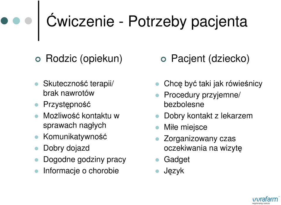 Dogodne godziny pracy Informacje o chorobie Chcę być taki jak rówieśnicy Procedury przyjemne/