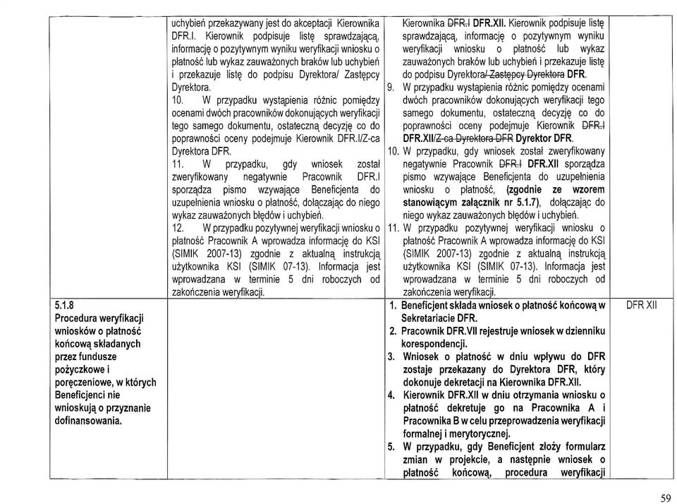 o pozytywnym wyniku weryfikacji wniosku o platnosc lub wykaz zauwazonych brakow lub uchybieh i przekazuje list? do podpisu Dyrektora/ Zast?pcy Dyrektora. 10. W przypadku wystapienia roznic pomi?