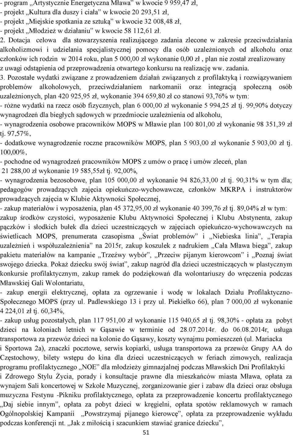 Dotacja celowa dla stowarzyszenia realizującego zadania zlecone w zakresie przeciwdziałania alkoholizmowi i udzielania specjalistycznej pomocy dla osób uzależnionych od alkoholu oraz członków ich