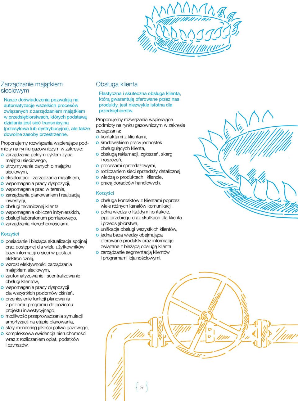 Proponujemy rozwiązania wspierające podmioty na rynku gazowniczym w zakresie: zarządzania pełnym cyklem życia majątku sieciowego, utrzymywania danych o majątku sieciowym, eksploatacji i zarządzania