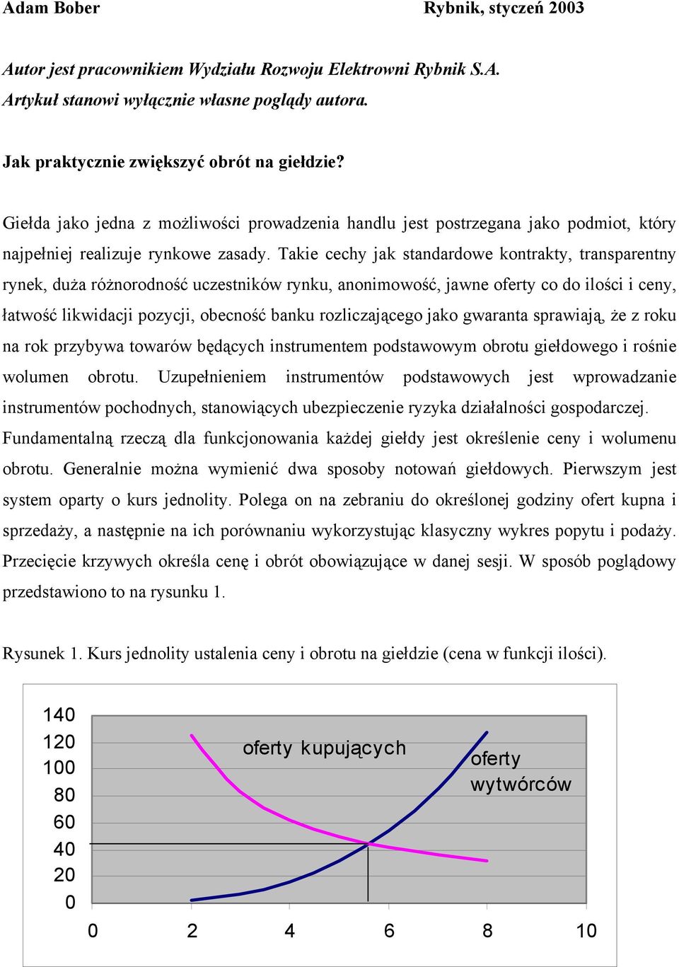 Takie cechy jak standardowe kontrakty, transparentny rynek, duża różnorodność uczestników rynku, anonimowość, jawne oferty co do ilości i ceny, łatwość likwidacji pozycji, obecność banku