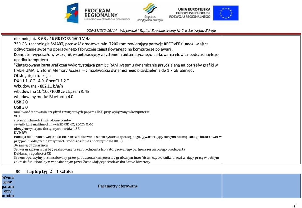 Komputer wyposaŝony w czujnik współpracujący z systemem automatycznego parkowania głowicy podczas nagłego upadku komputera.