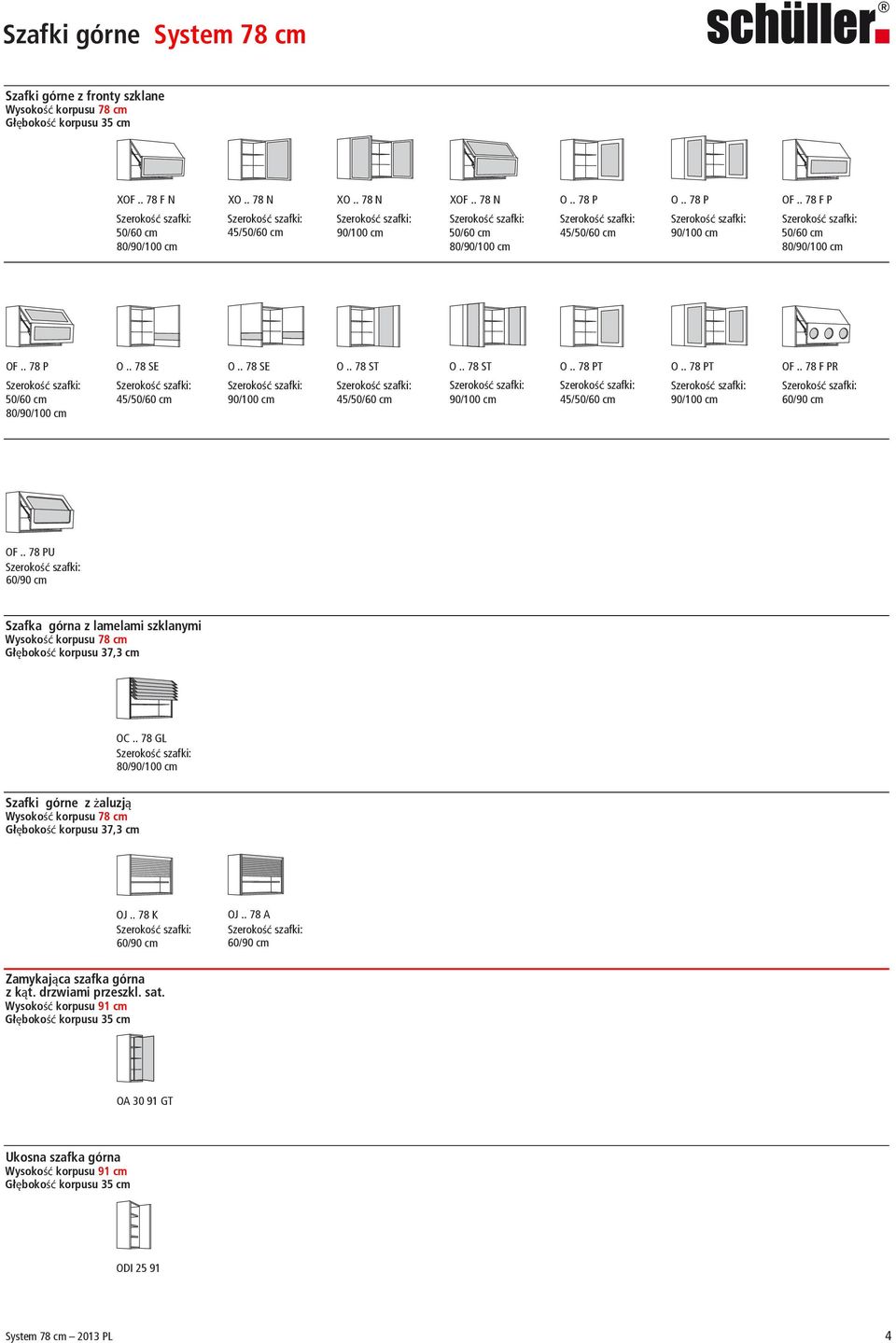 . 78 F PR OF.. 78 PU Szafka górna z lamelami szklanymi OC.. 78 GL Szafki górne z żaluzją OJ.. 78 K OJ.