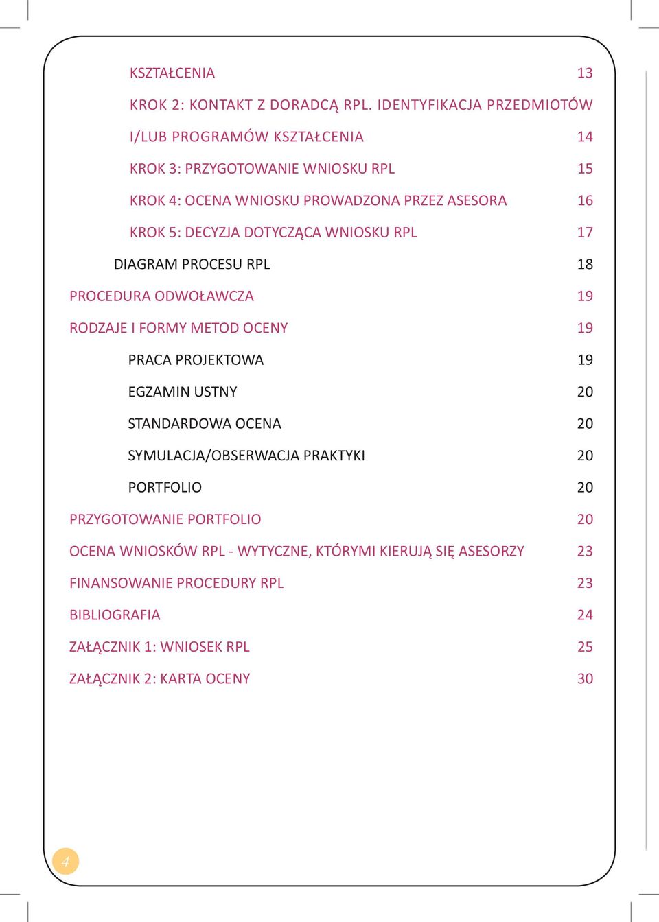 DECYZJA DOTYCZĄCA WNIOSKU RPL 17 DIAGRAM PROCESU RPL 18 PROCEDURA ODWOŁAWCZA 19 RODZAJE I FORMY METOD OCENY 19 PRACA PROJEKTOWA 19 EGZAMIN USTNY 20