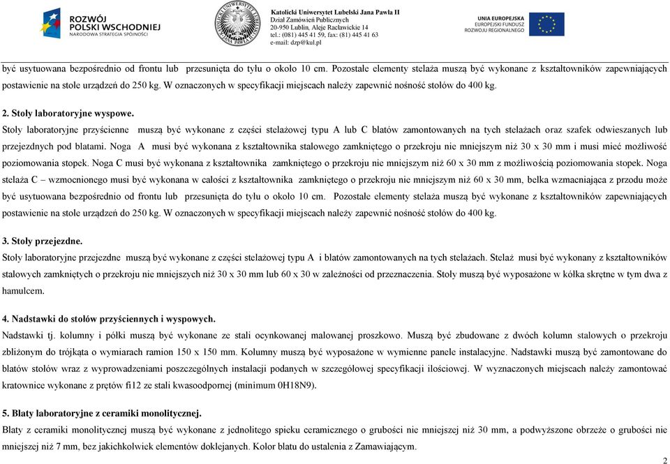 . Stoły laboratoryjne wyspowe.