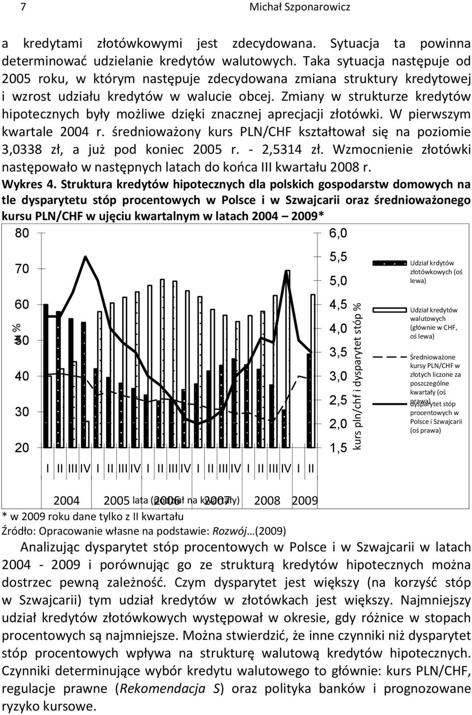 Zmiany w strukturze kredytów hipotecznych były możliwe dzięki znacznej aprecjacji złotówki. W pierwszym kwartale 2004 r.