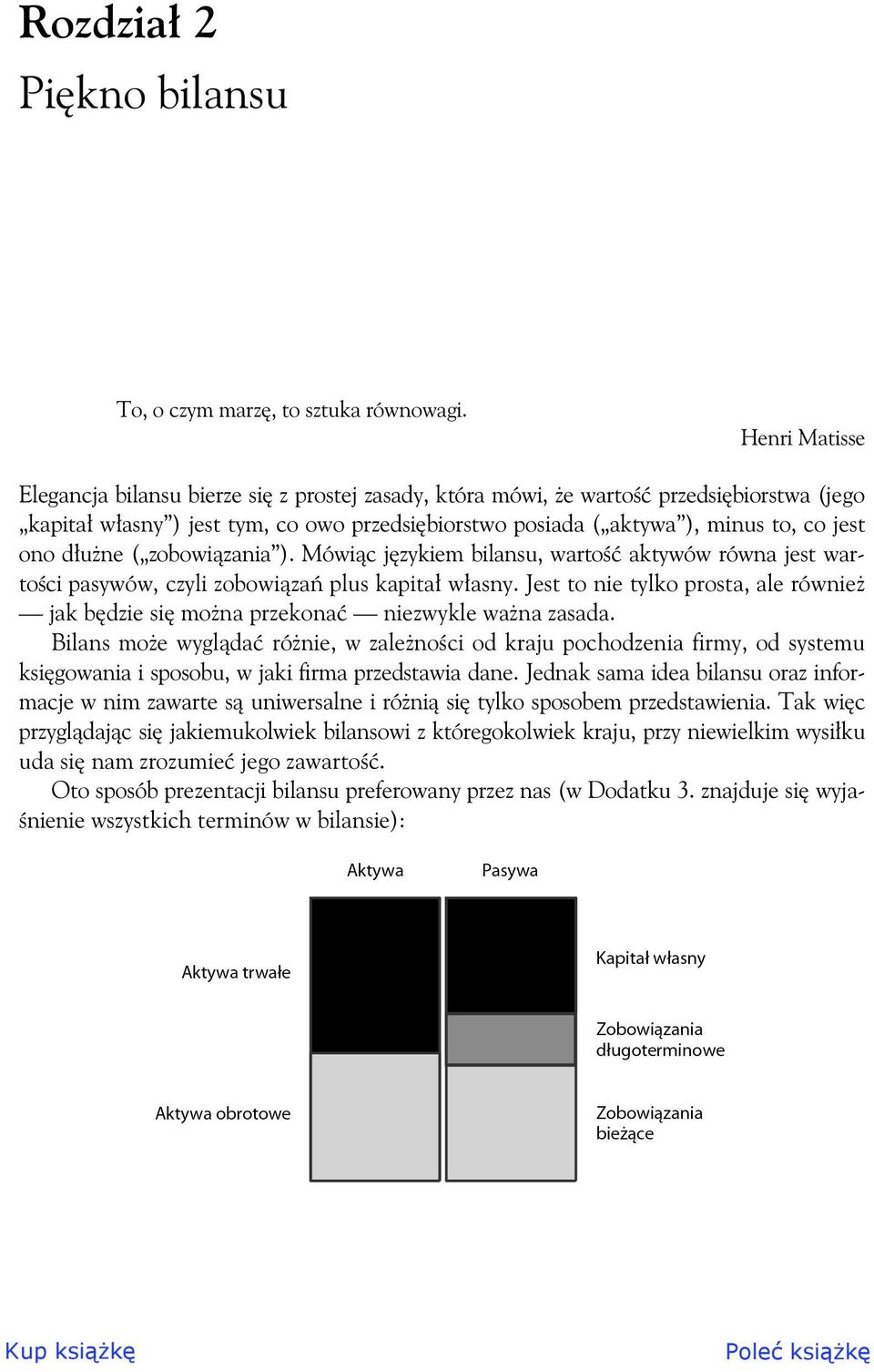 ne ( zobowi zania ). Mówi c j zykiem bilansu, warto aktywów równa jest warto ci pasywów, czyli zobowi za plus kapita w asny.