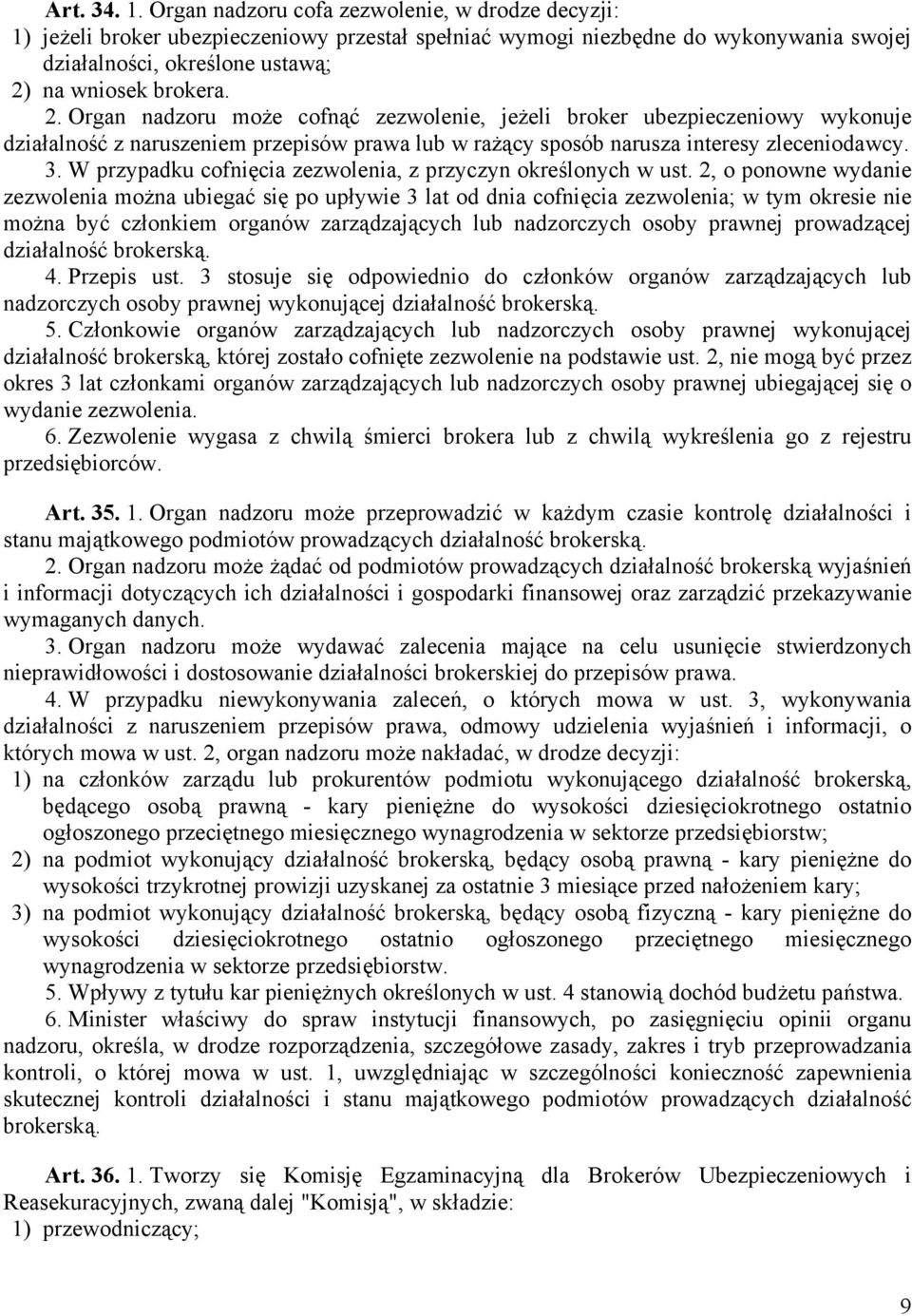 na wniosek brokera. 2. Organ nadzoru może cofnąć zezwolenie, jeżeli broker ubezpieczeniowy wykonuje działalność z naruszeniem przepisów prawa lub w rażący sposób narusza interesy zleceniodawcy. 3.