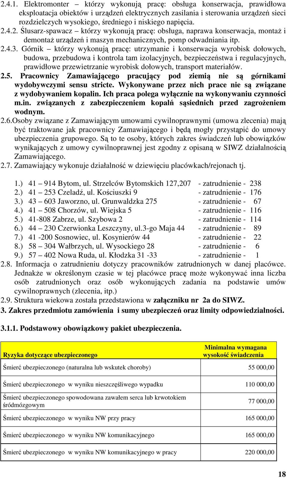 napięcia. 2.4.2. Ślusarz-spawacz którzy wykonują pracę: obsługa, naprawa konserwacja, montaż i demontaż urządzeń i maszyn mechanicznych, pomp odwadniania itp. 2.4.3.