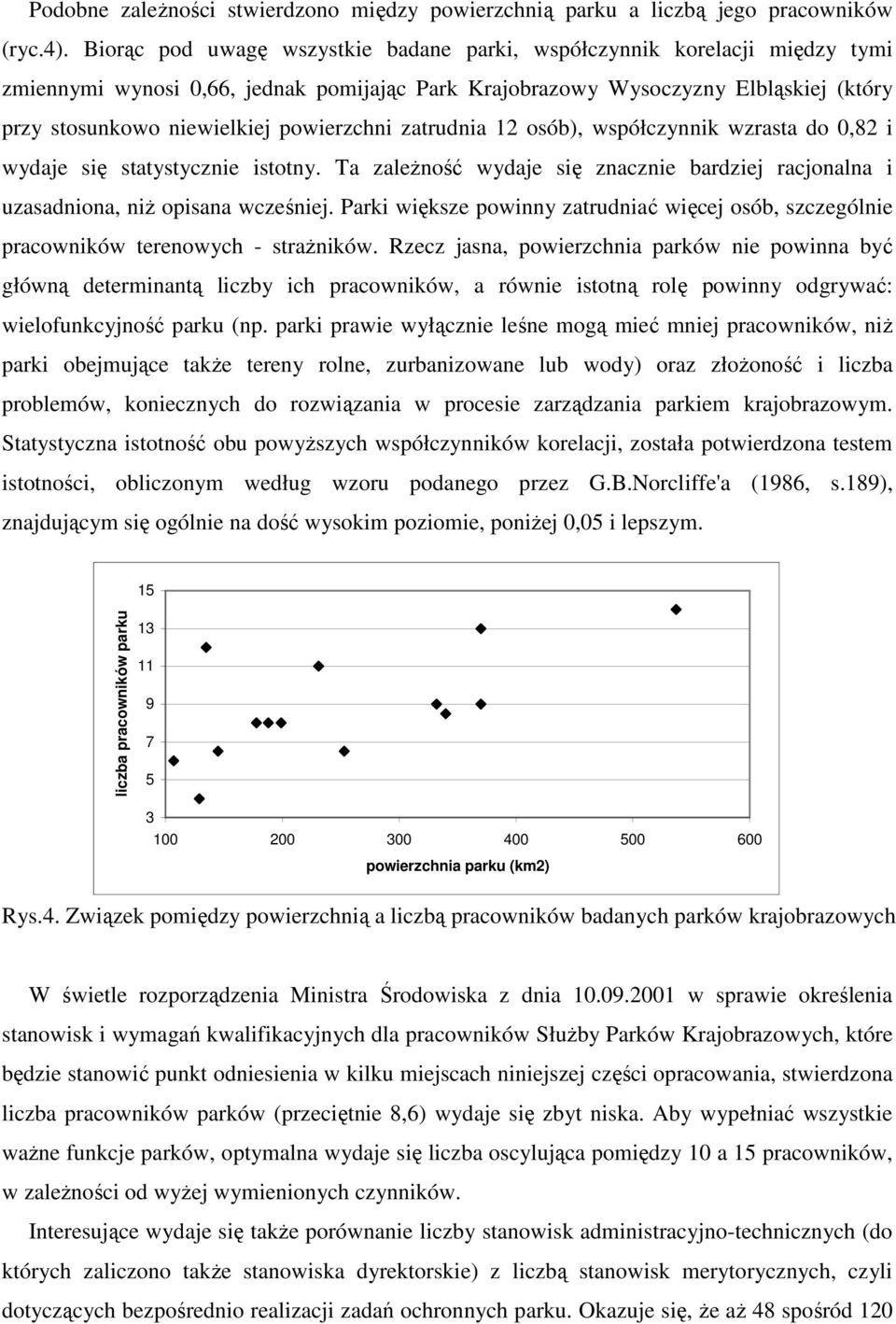 powierzchni zatrudnia 12 osób), współczynnik wzrasta do 0,82 i wydaje się statystycznie istotny. Ta zależność wydaje się znacznie bardziej racjonalna i uzasadniona, niż opisana wcześniej.