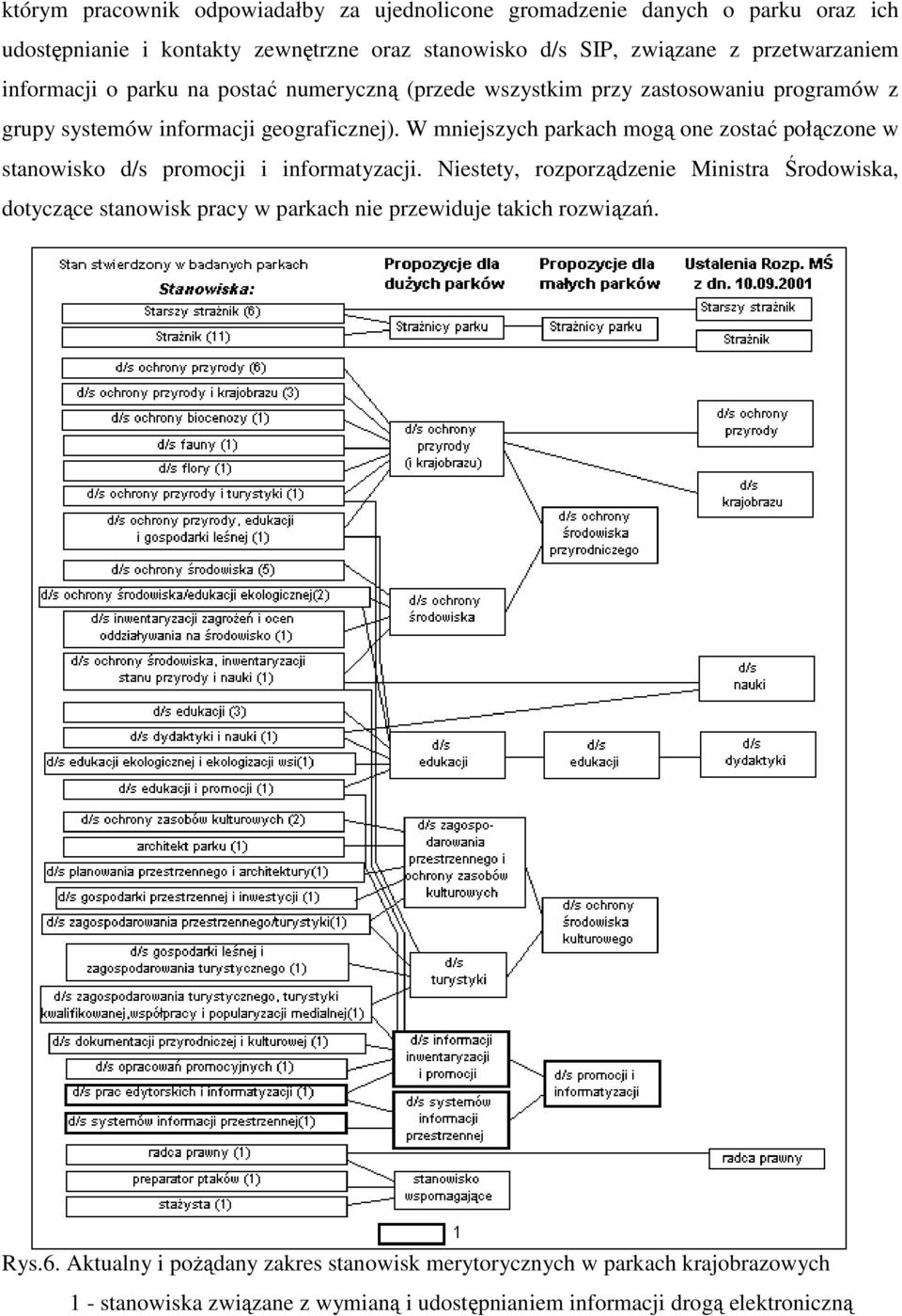 W mniejszych parkach mogą one zostać połączone w stanowisko d/s promocji i informatyzacji.