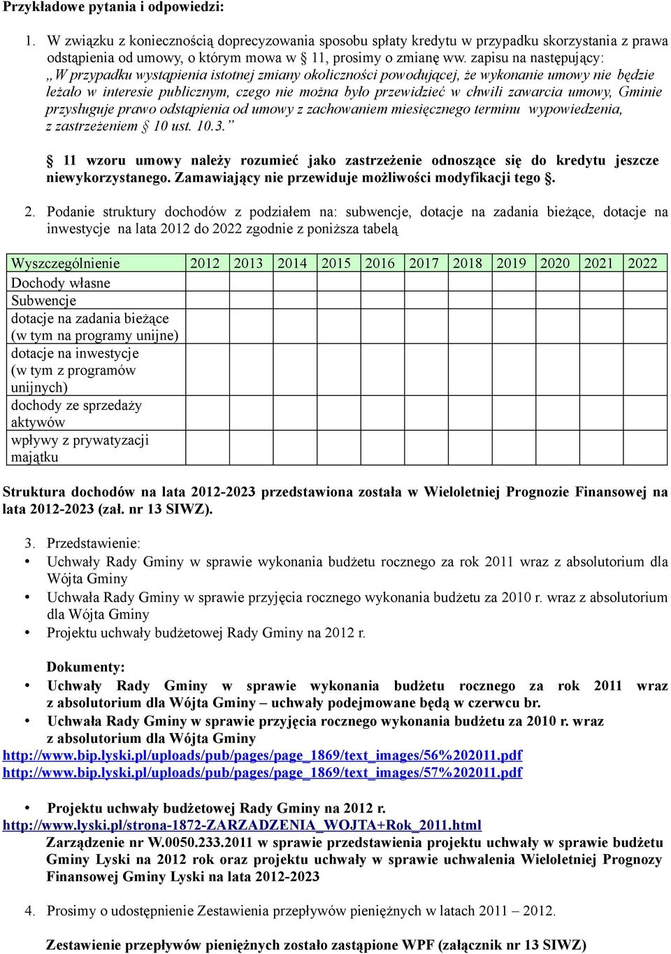 zawarcia umowy, Gminie przysługuje prawo odstąpienia od umowy z zachowaniem miesięcznego terminu wypowiedzenia, z zastrzeżeniem 10 ust. 10.3.