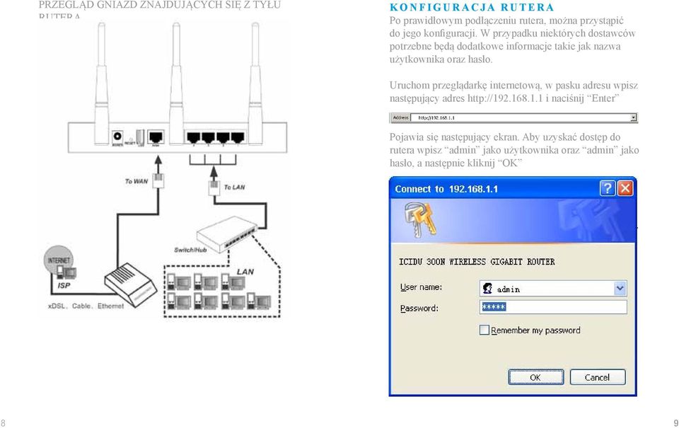 W przypadku niektórych dostawców potrzebne będą dodatkowe informacje takie jak nazwa użytkownika oraz hasło.