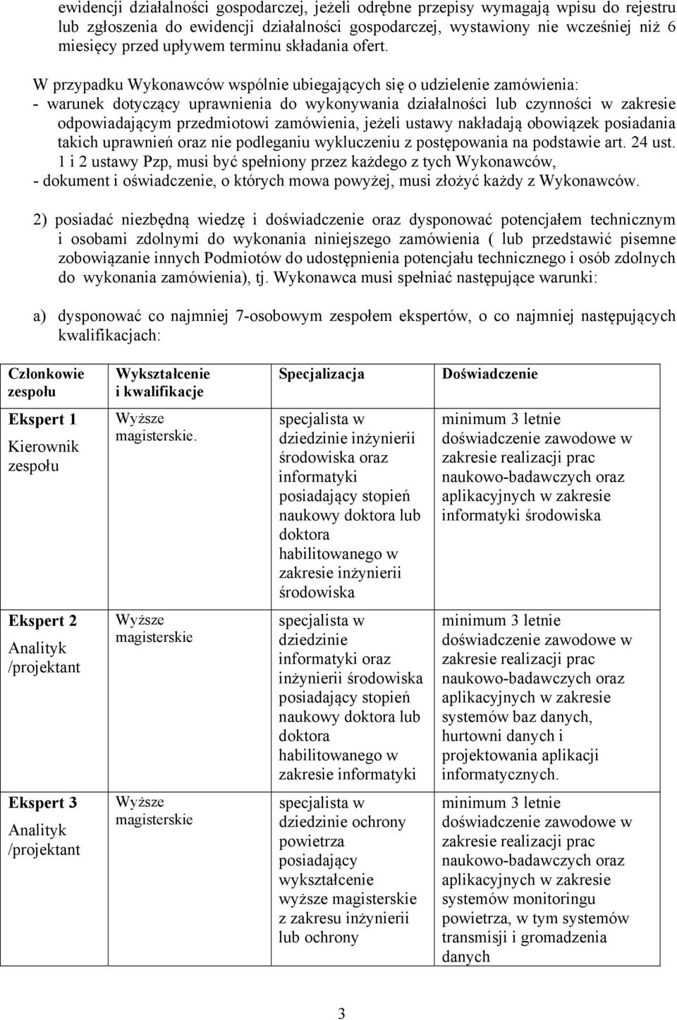 W przypadku Wykonawców wspólnie ubiegających się o udzielenie zamówienia: - warunek dotyczący uprawnienia do wykonywania działalności lub czynności w zakresie odpowiadającym przedmiotowi zamówienia,