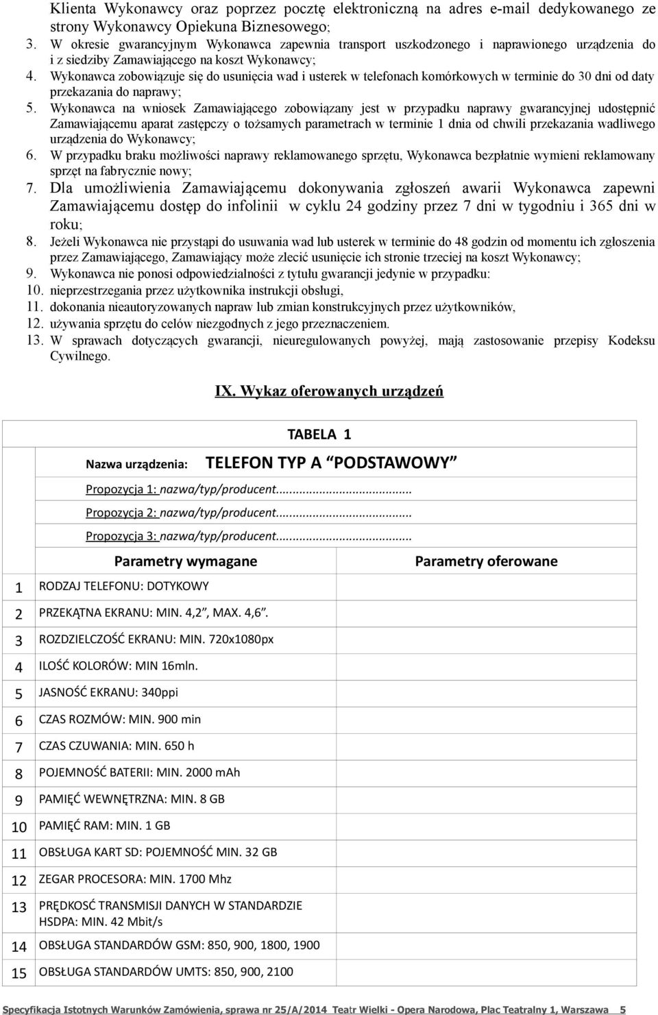 Wykonawca zobowiązuje się do usunięcia wad i usterek w telefonach komórkowych w terminie do 30 dni od daty przekazania do naprawy; 5.