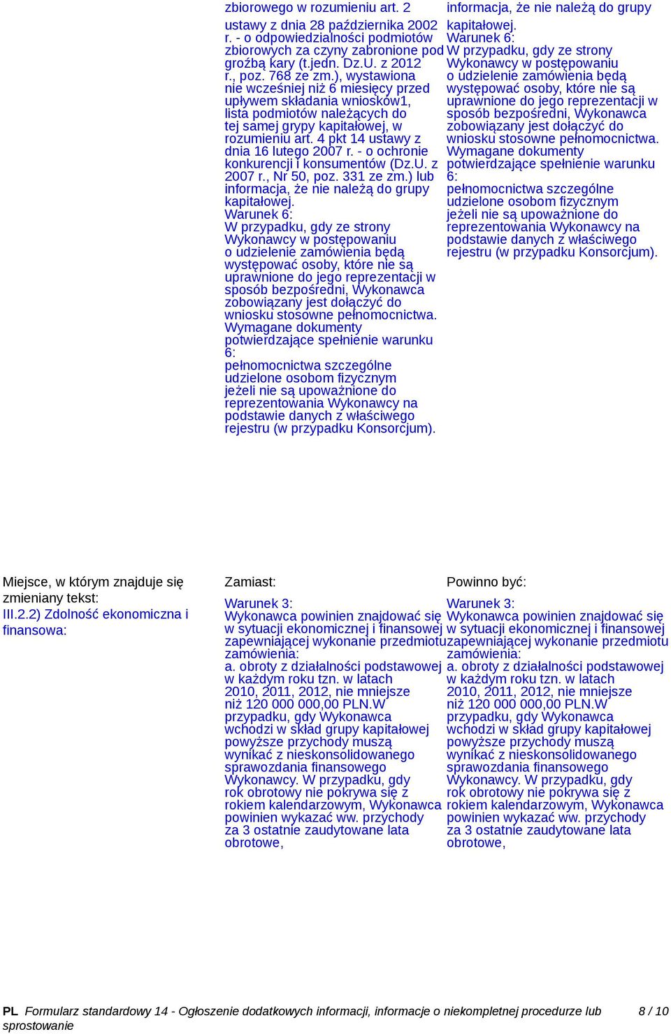 - o ochronie konkurencji i konsumentów (Dz.U. z 2007 r., Nr 50, poz. 331 ze zm.) lub informacja, że nie należą do grupy kapitałowej.