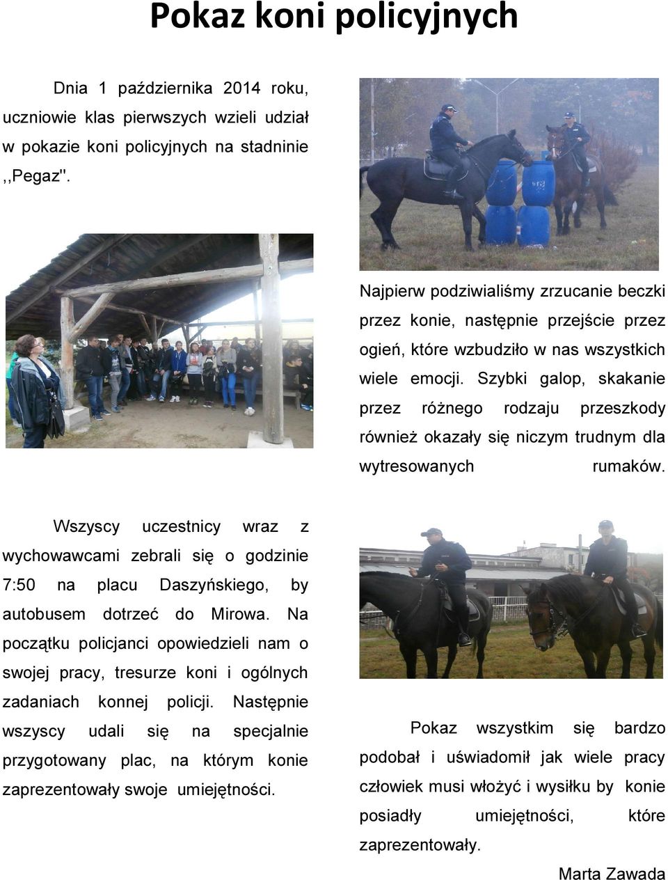 Szybki galop, skakanie przez różnego rodzaju przeszkody również okazały się niczym trudnym dla wytresowanych rumaków.