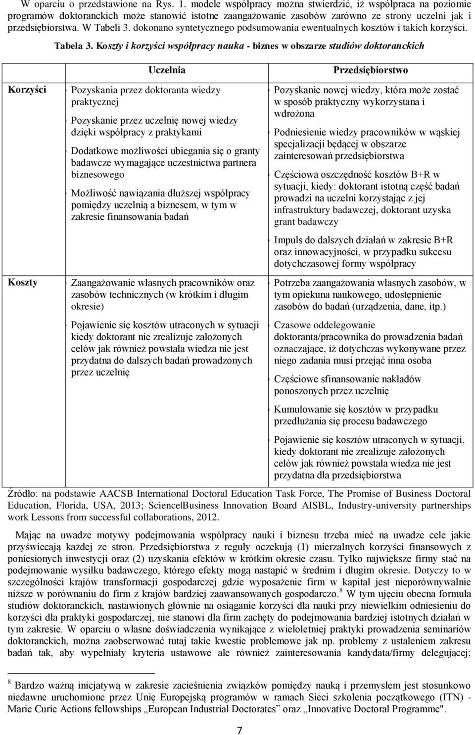 dokonano syntetycznego podsumowania ewentualnych kosztów i takich korzyści. Korzyści Koszty Tabela 3.