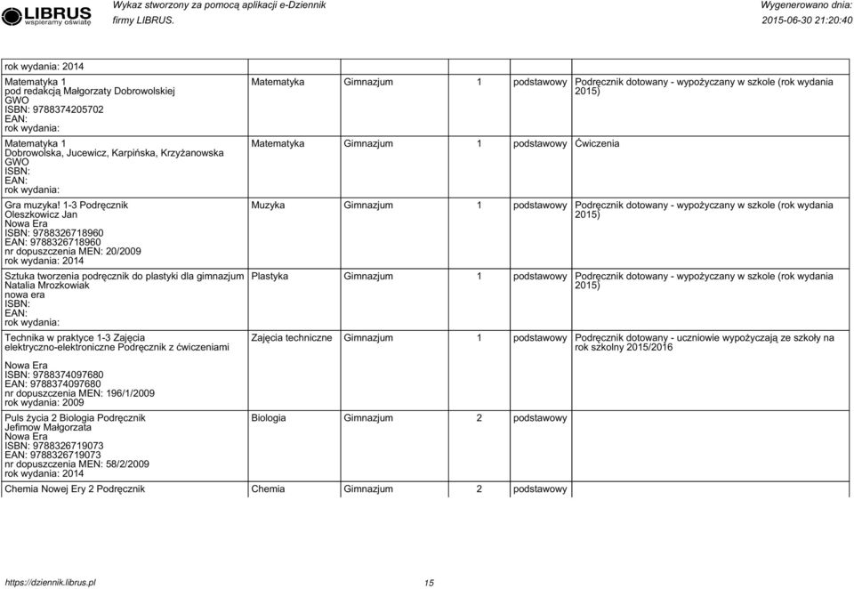 Natalia Mrozkowiak nowa era Plastyka Podręcznik dotowany - wypożyczany w szkole (rok wydania 0) Technika w praktyce - Zajęcia elektryczno-elektroniczne Podręcznik z ćwiczeniami Zajęcia techniczne