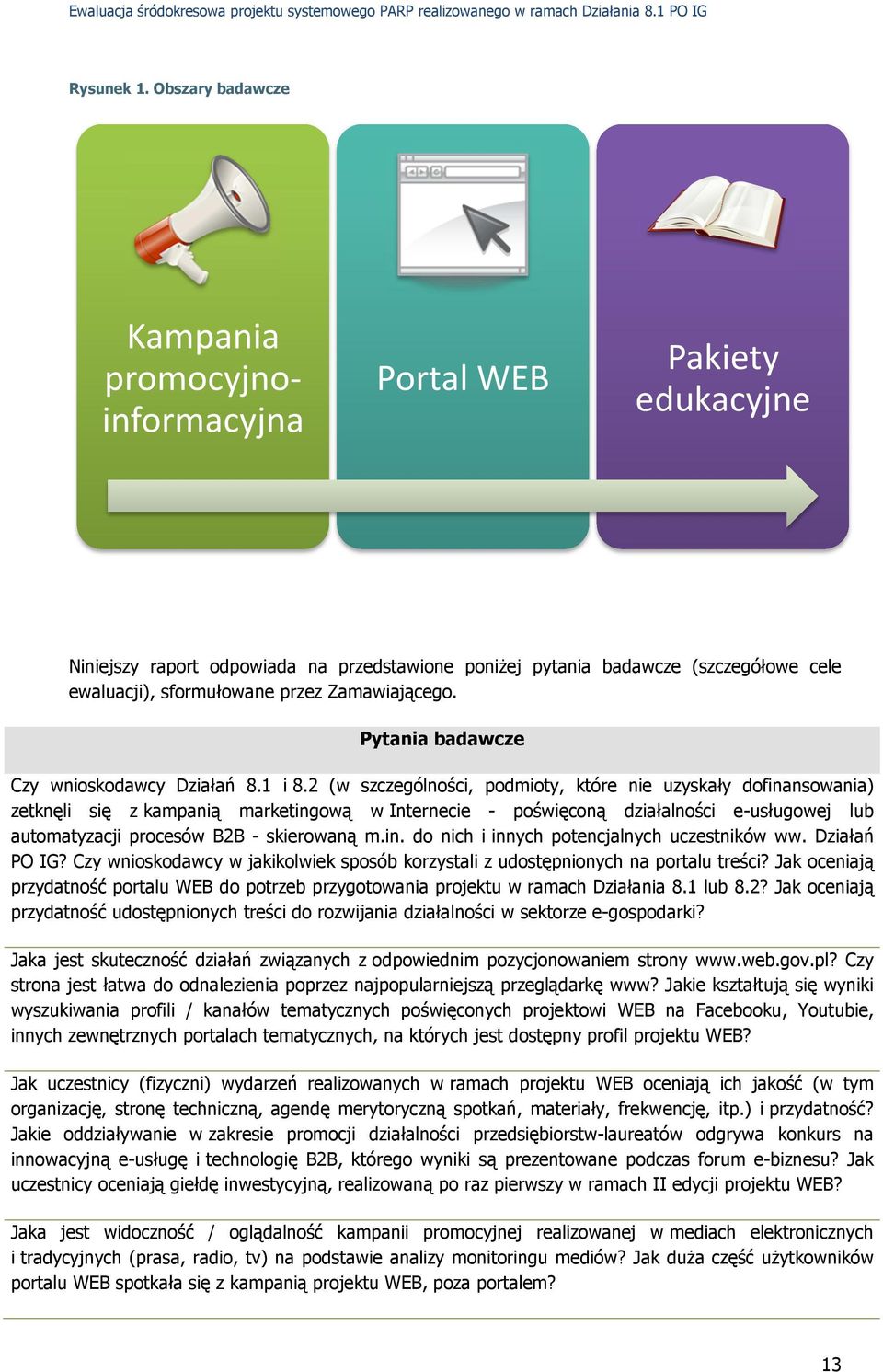 Zamawiającego. Pytania badawcze Czy wnioskodawcy Działań 8.1 i 8.