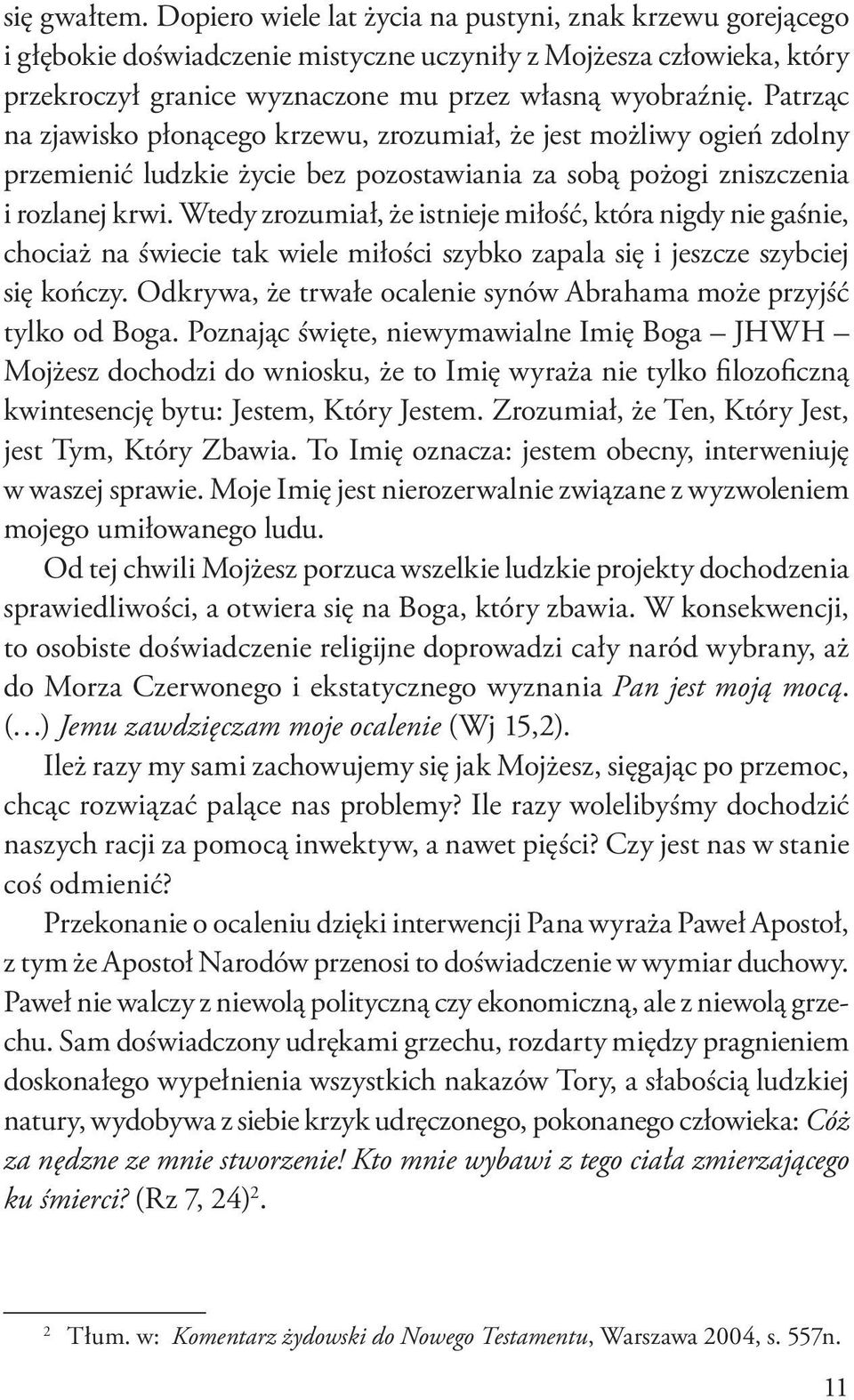 Patrząc na zjawisko płonącego krzewu, zrozumiał, że jest możliwy ogień zdolny przemienić ludzkie życie bez pozostawiania za sobą pożogi zniszczenia i rozlanej krwi.